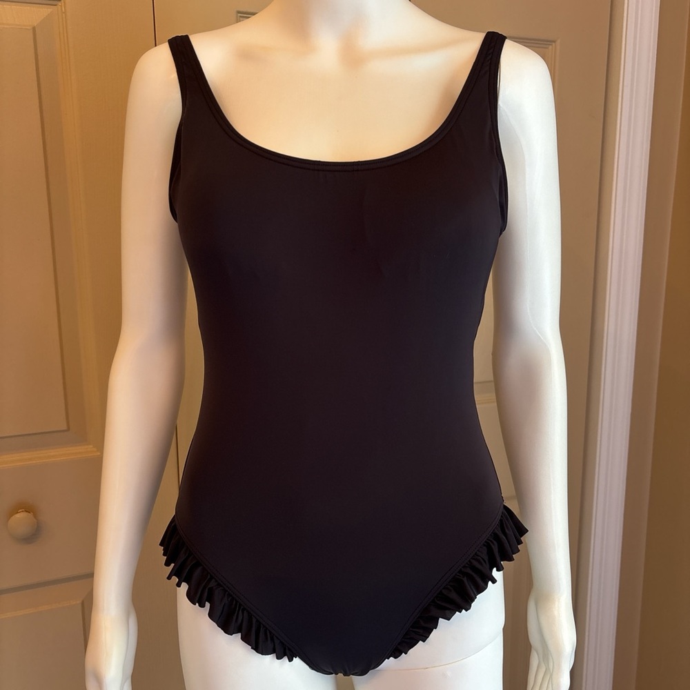 Michael Kors Black One-Piece Swimsuit with Ruffle Trim